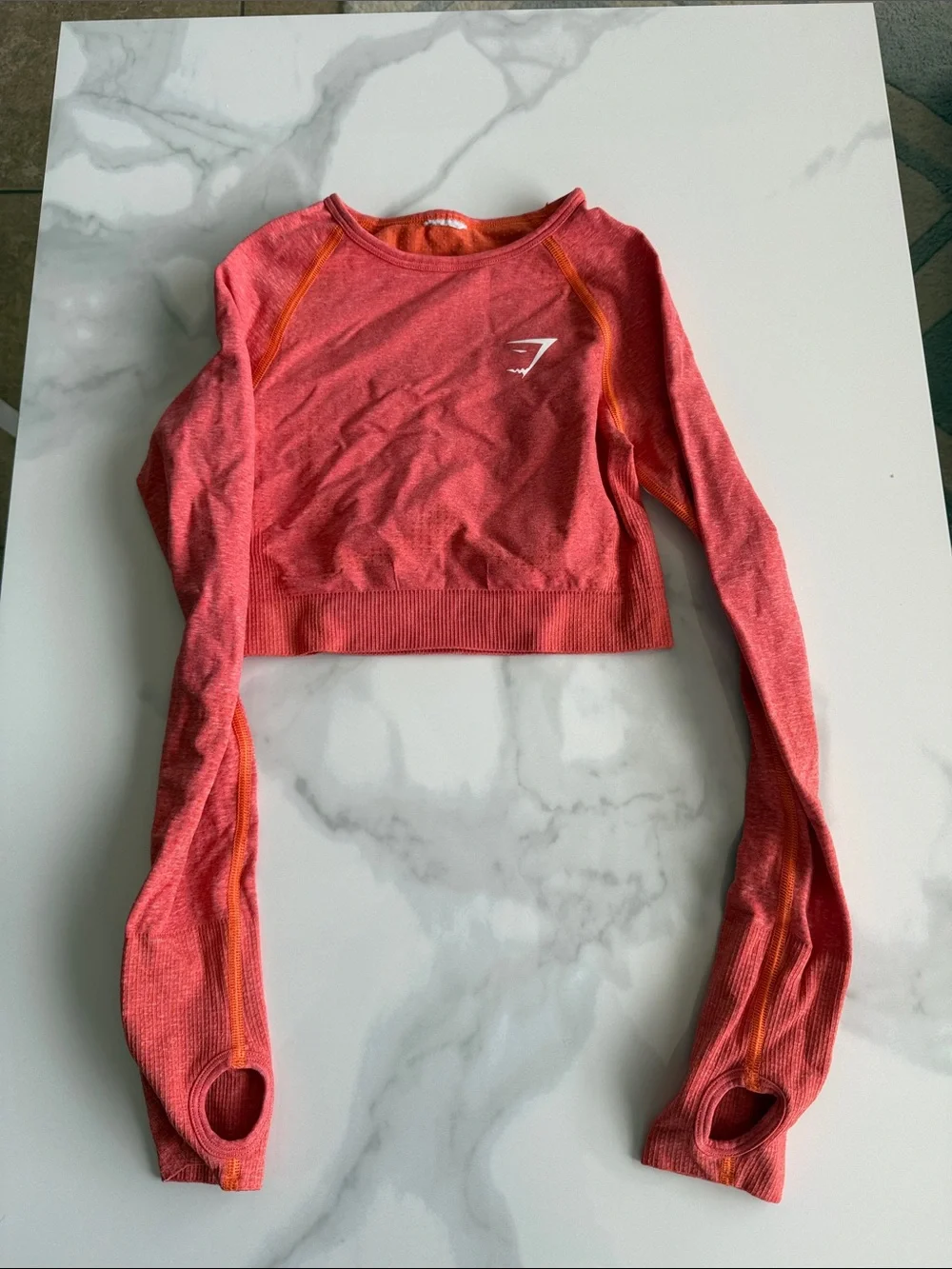 Gymshark Coral Pink Seamless Long-Sleeve Crop Top